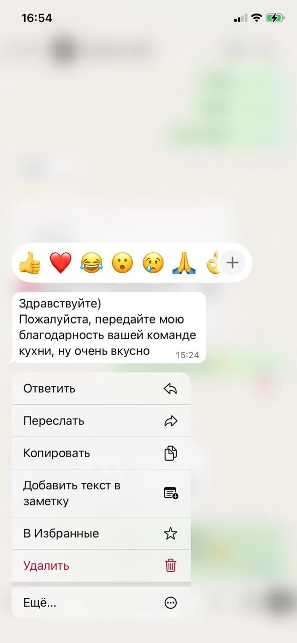 Отзыв клиента в WhatsApp